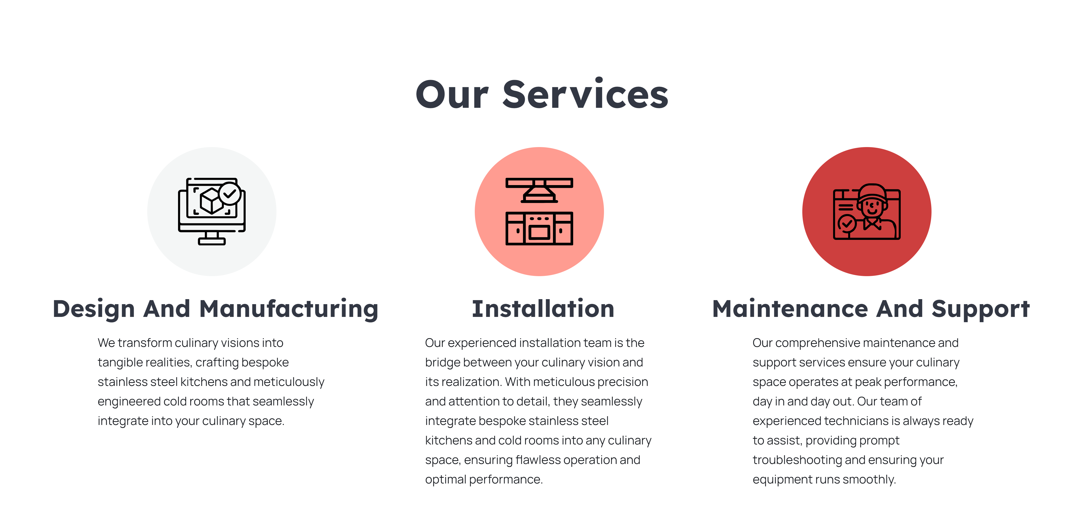 Our Services section, Design and manufacturing